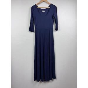 Calvin Klein 3/4 Sleeve Jersey Maxi Dress Navy Blue 6 Classic Minimalist Capsule